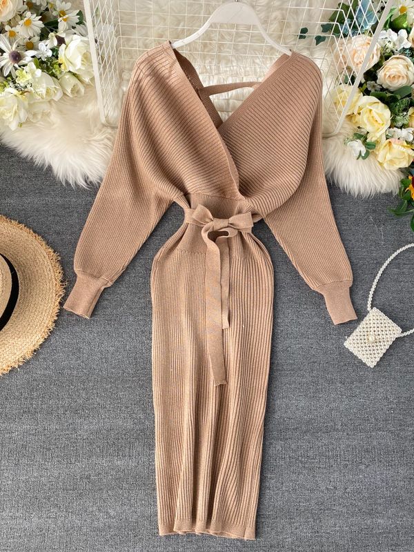 Chic V neck Long Dresses