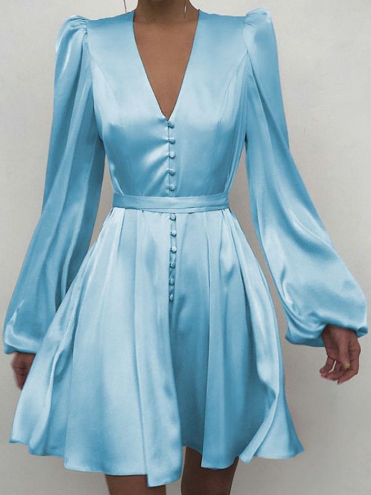 Elegant V-Neck Satin Dress