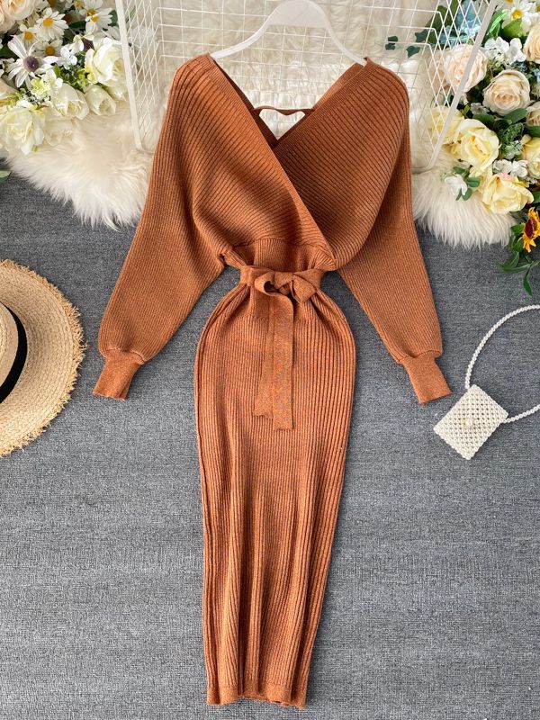 Chic V neck Long Dresses