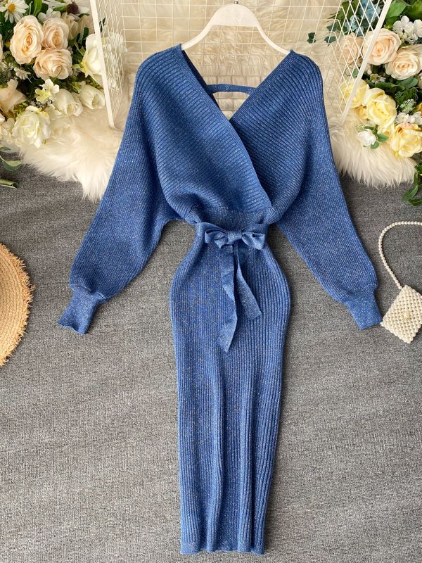 Chic V neck Long Dresses