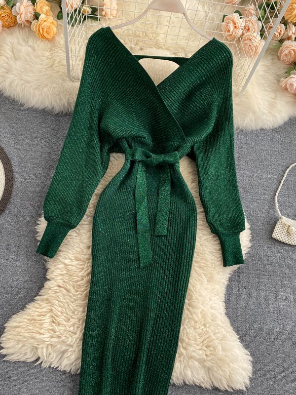 Chic V neck Long Dresses