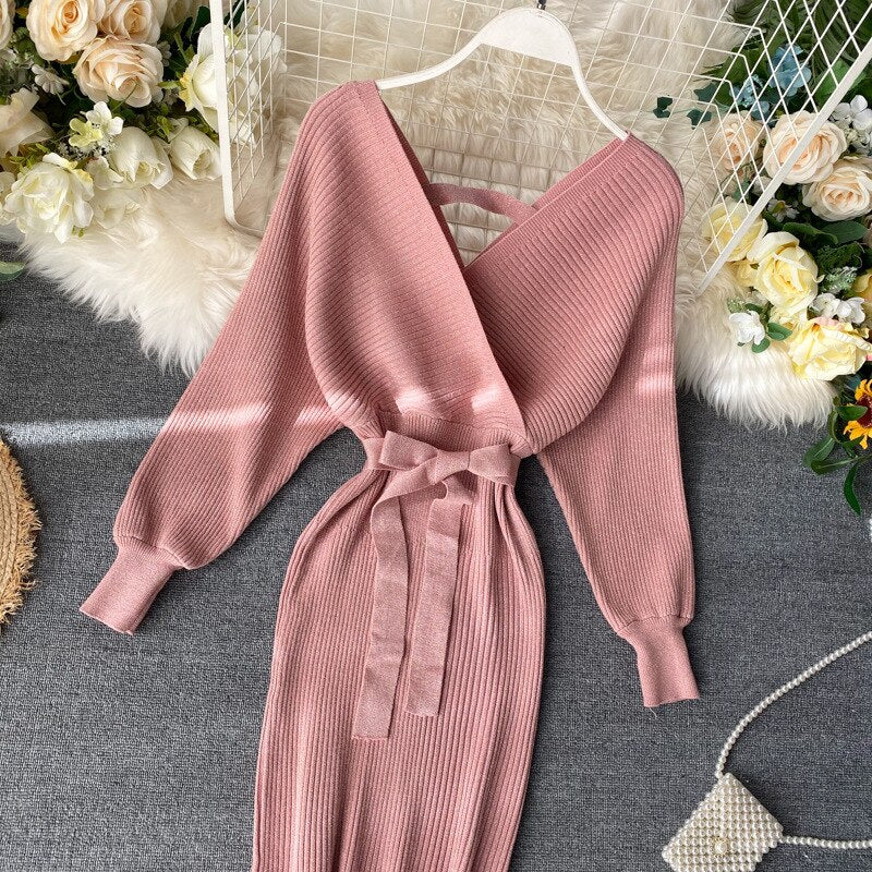 Chic V neck Long Dresses