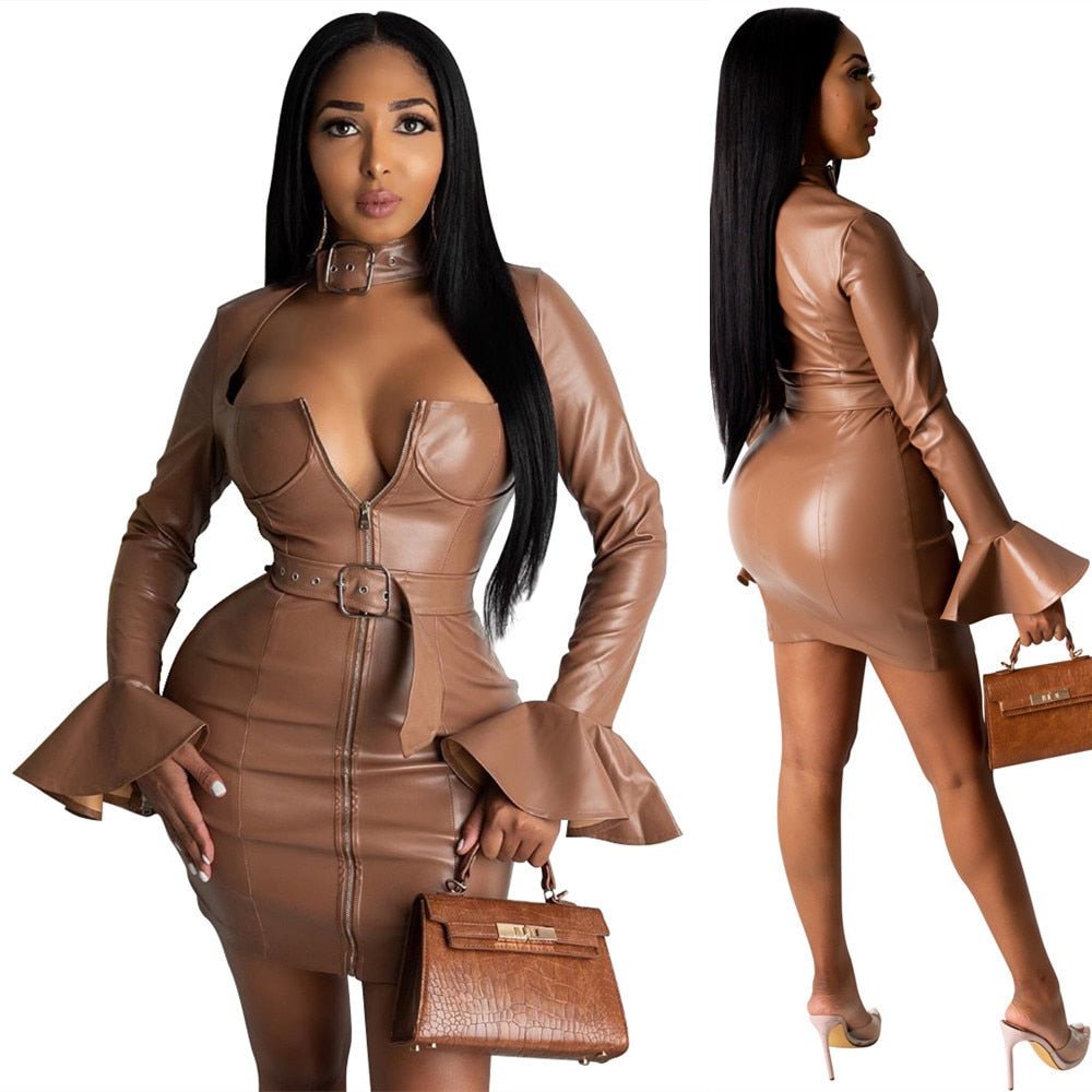 Elegant Faux Leather Dress