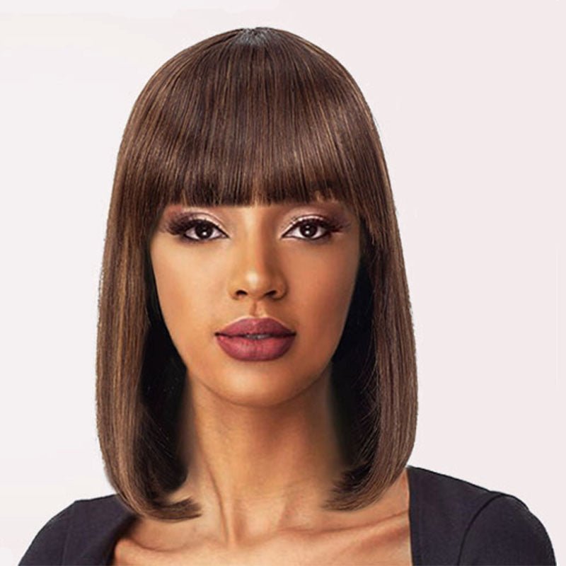 Short Human Hair Wig with Fringe