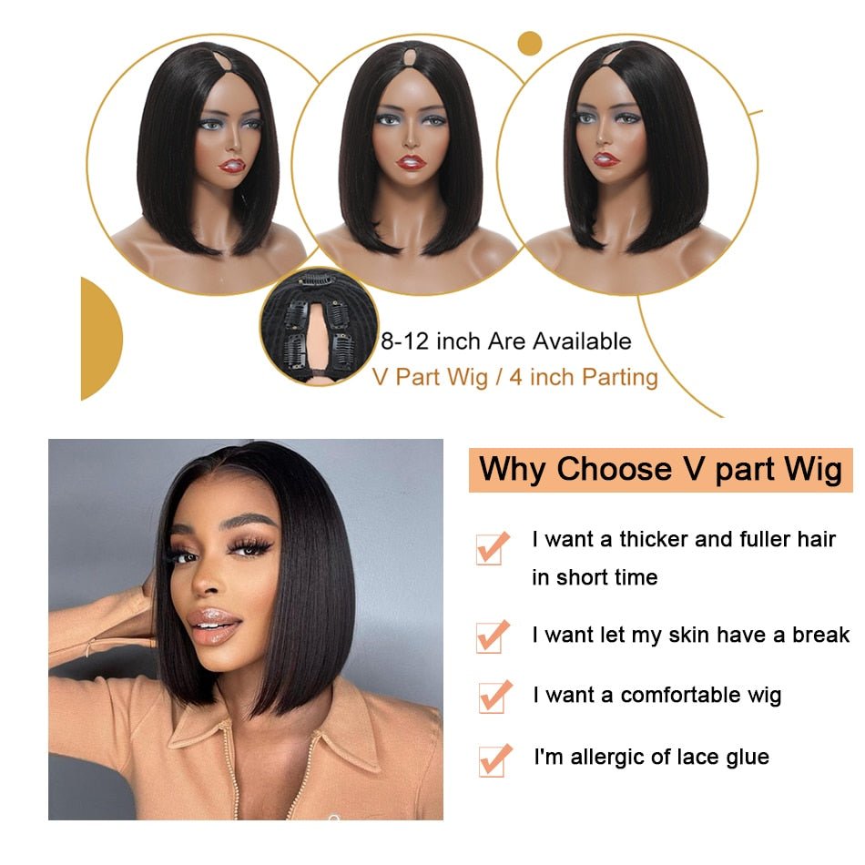 V Part Brazilian Hair Wig