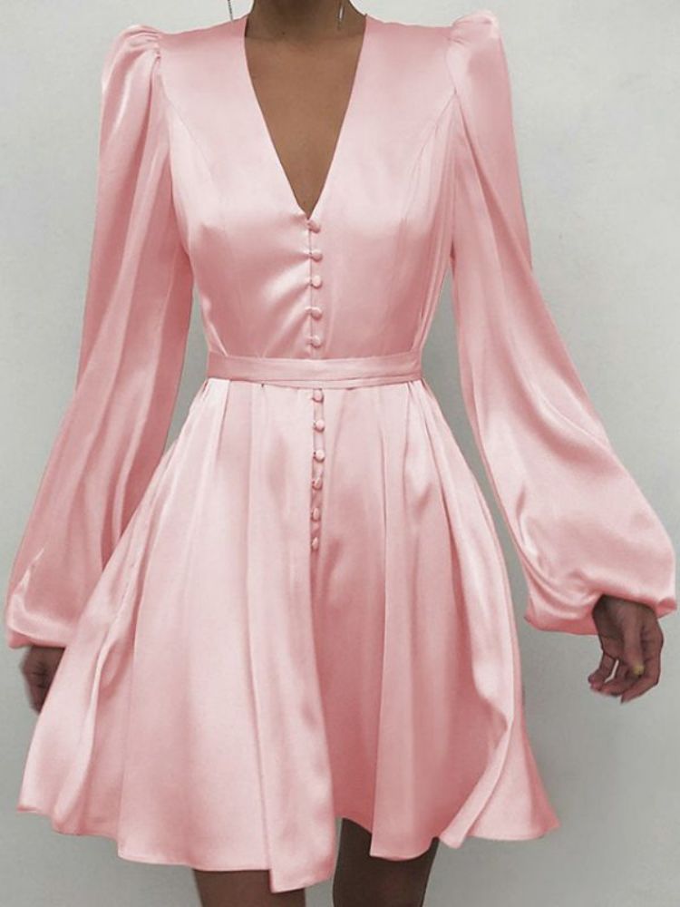 Elegant V-Neck Satin Dress
