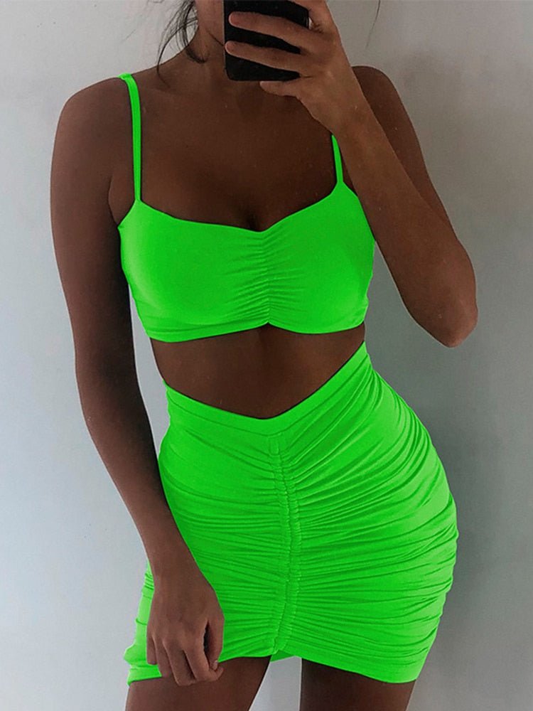 Two Piece Sexy Pleated Dress