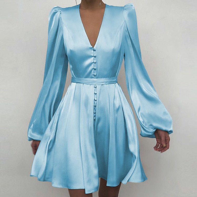 Elegant V-Neck Satin Dress