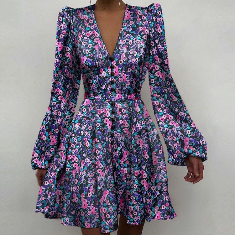 Elegant V-Neck Satin Dress