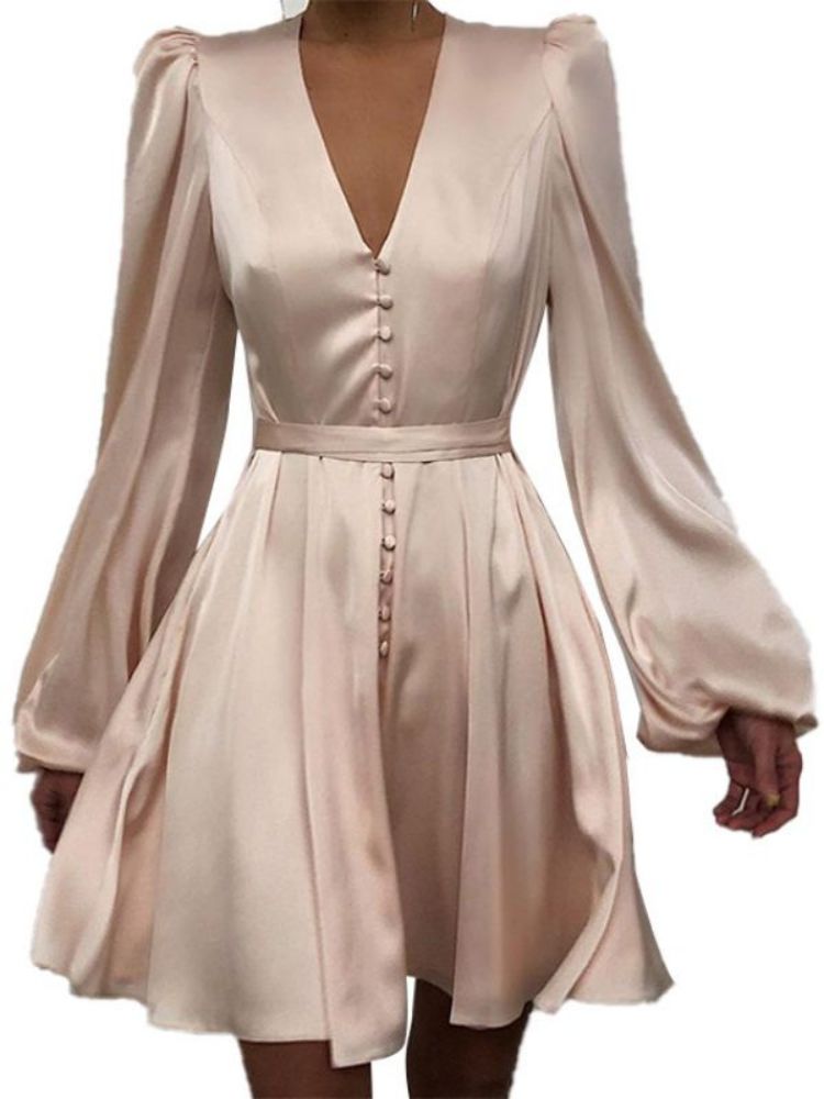 Elegant V-Neck Satin Dress