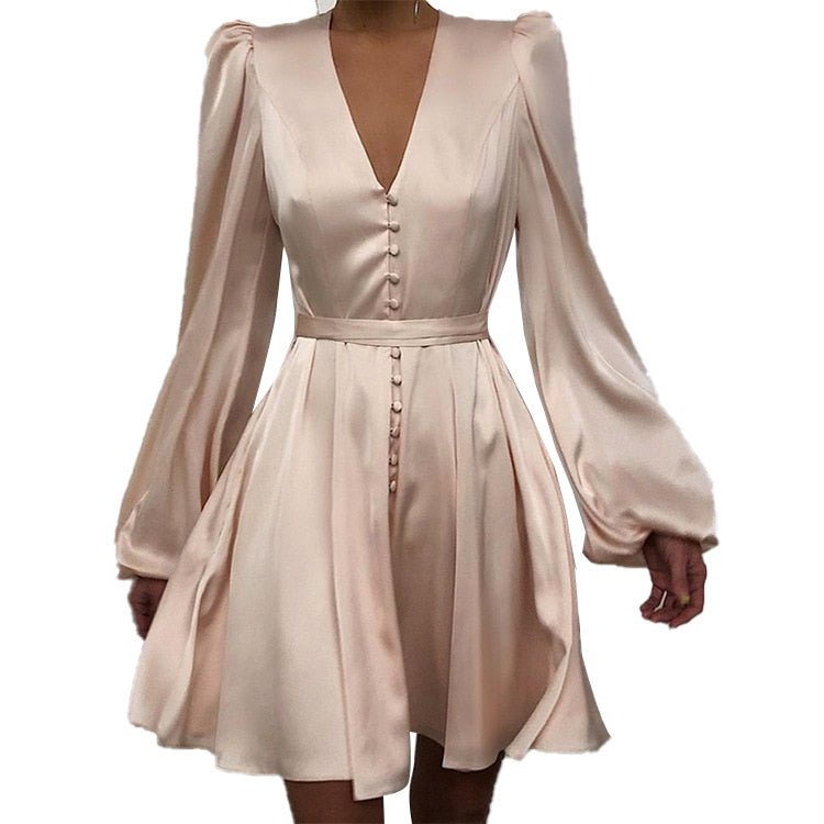 Elegant V-Neck Satin Dress