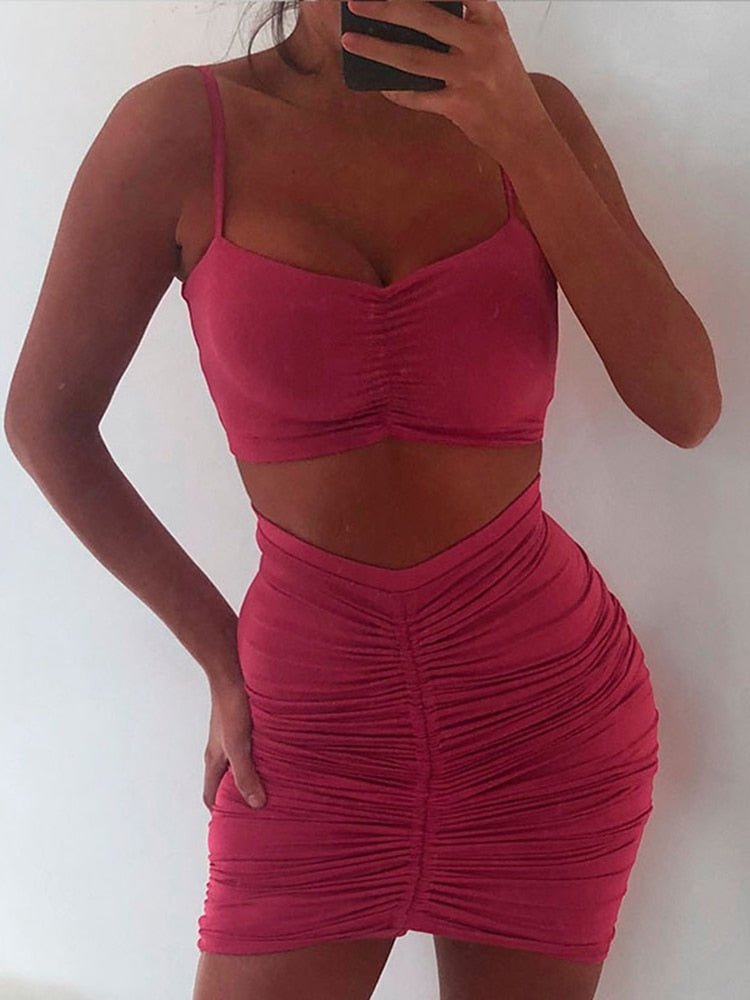 Two Piece Sexy Pleated Dress