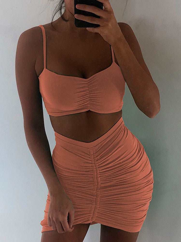 Two Piece Sexy Pleated Dress