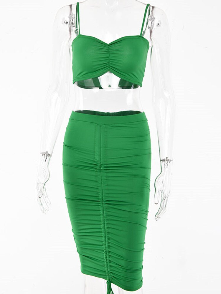 Two Piece Sexy Pleated Dress