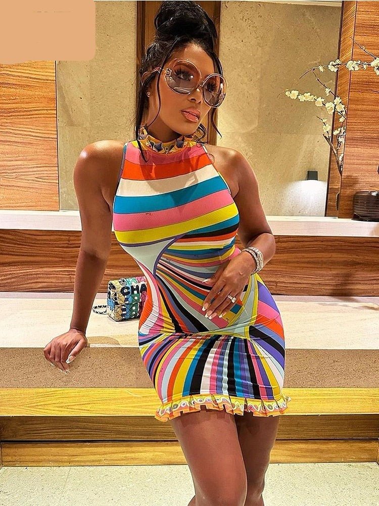 Sleeveless Turtleneck Bodycon Mini Dresses