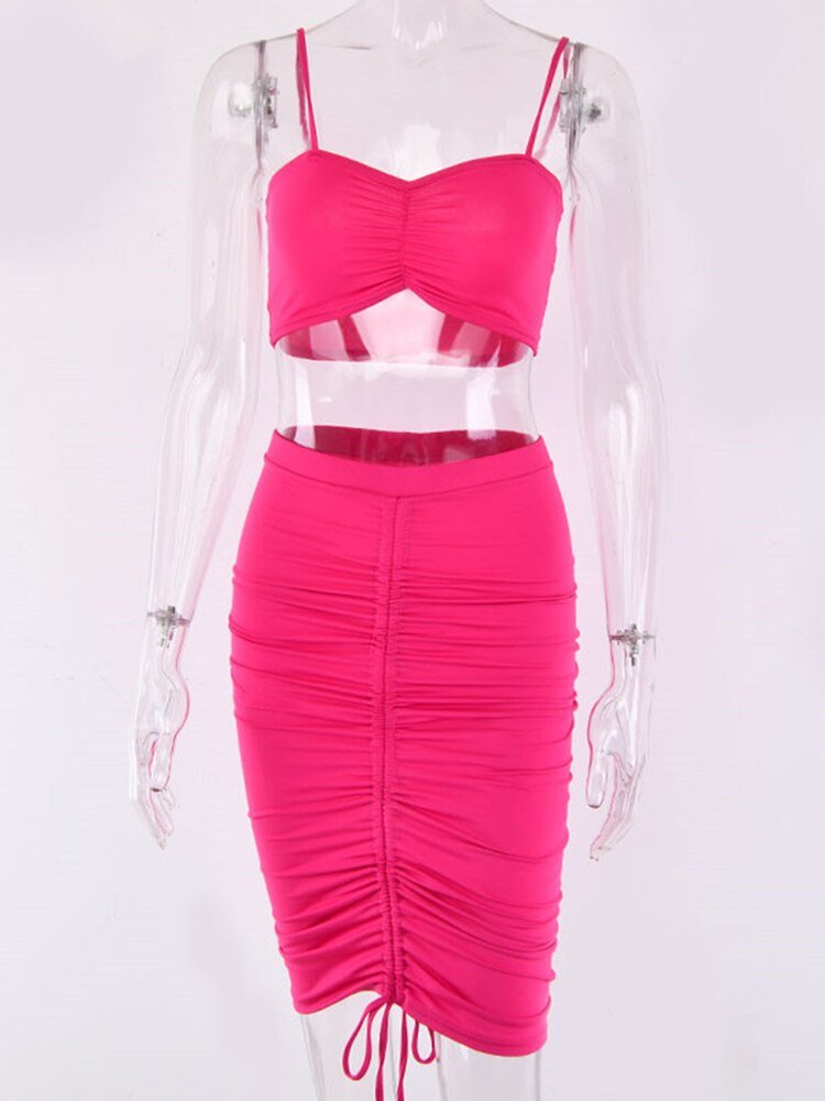 Two Piece Sexy Pleated Dress