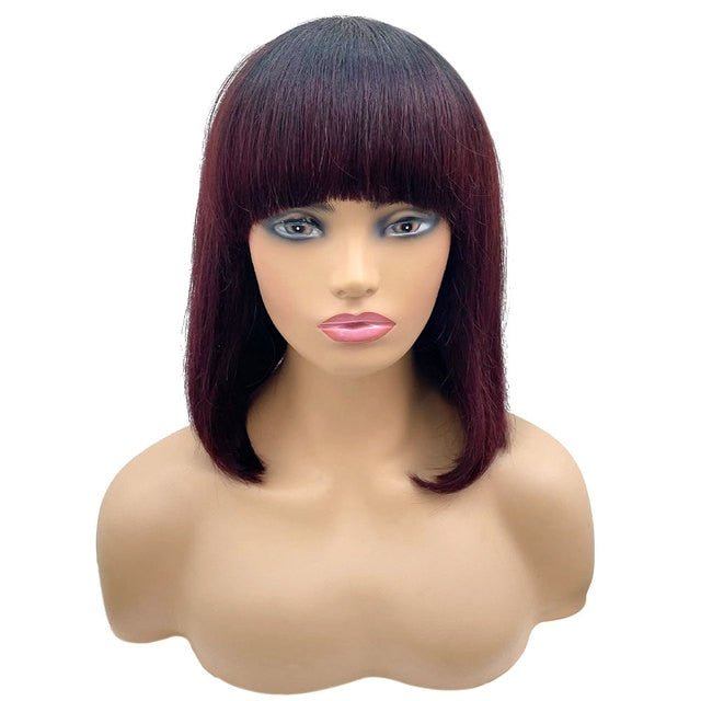 Short Human Hair Wig with Fringe