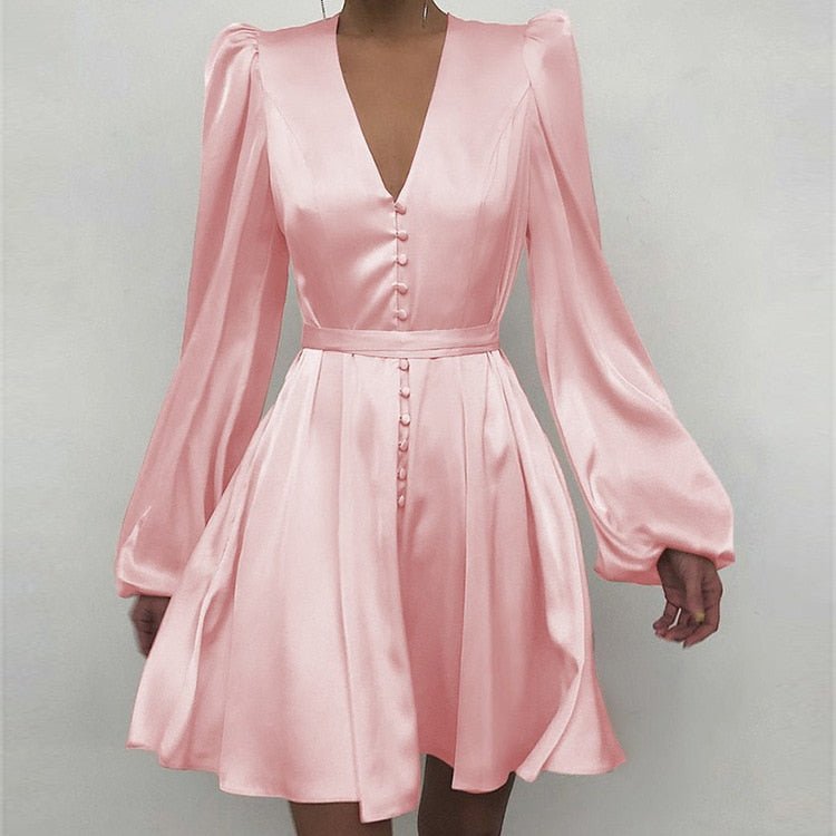 Elegant V-Neck Satin Dress